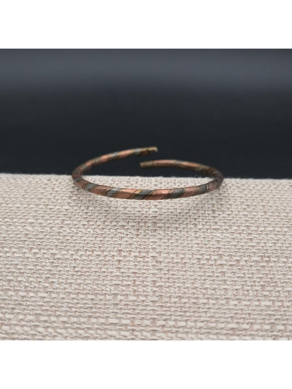 7 Inch Tri-Metal Twisted Cuff Bracelet, Artisan Braided Stacking Cuff B1211
